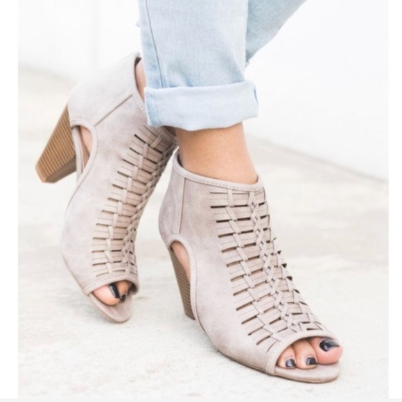 Mia | Woven Booties | Taupe - Picture 2 of 2